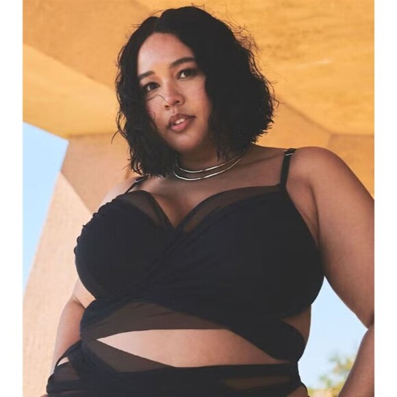 NWT Gabi Fresh Swim x ELOQUII 30 Underwire Wrap Detail Mesh Bikini Top 125482 - Picture 3 of 3